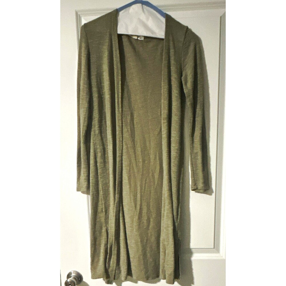 Wallflower Women's Green Open Front Long Sleeve Knit Cardigan Sweater XS